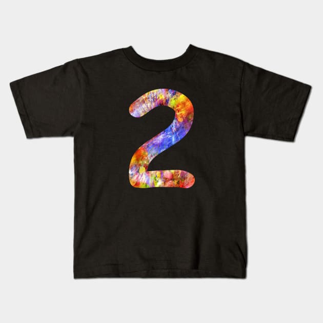 Number 2 Colorful Gift Kids T-Shirt by Shariss